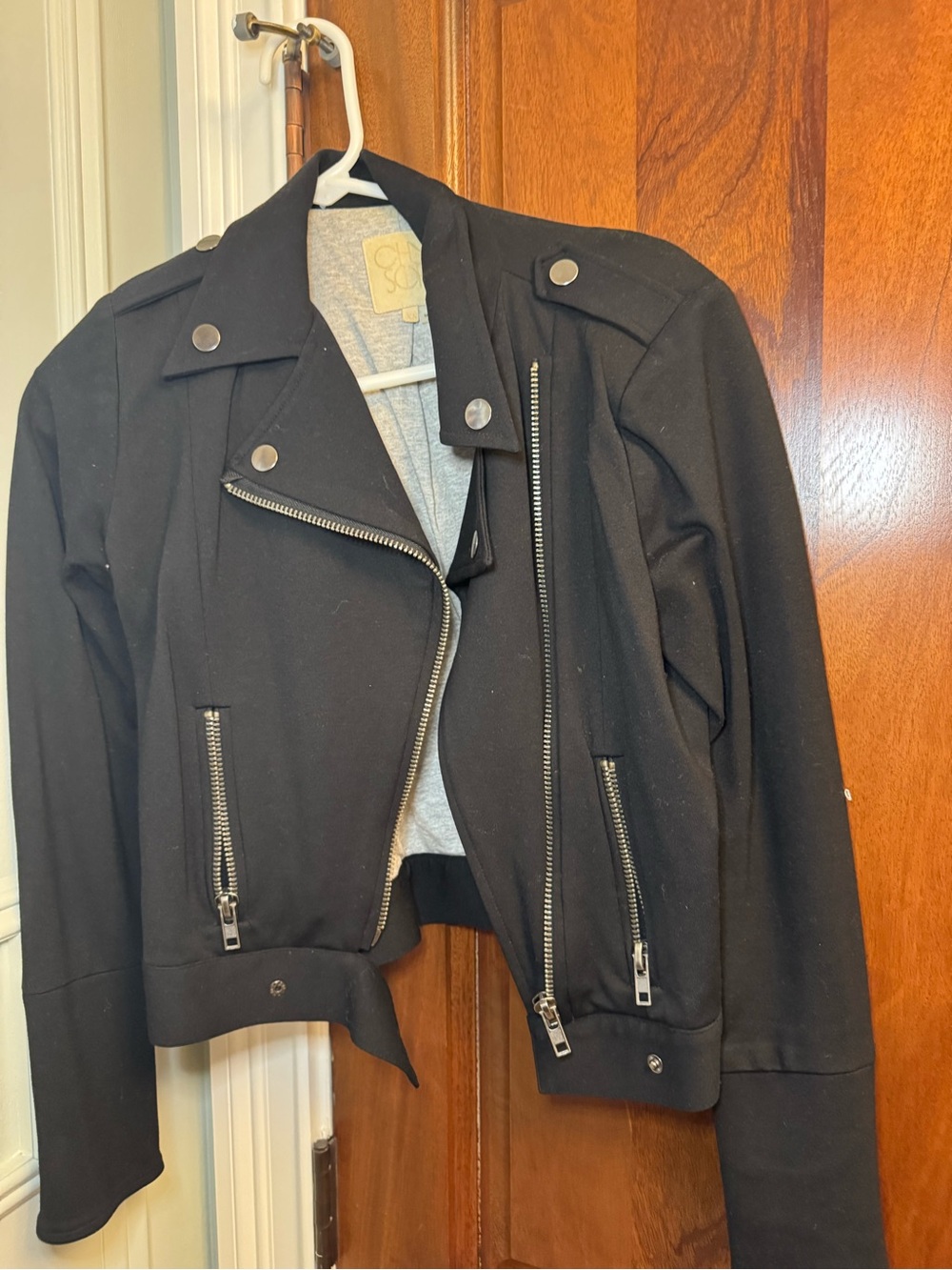 Chaser Black moto Jacket with Grey Lining